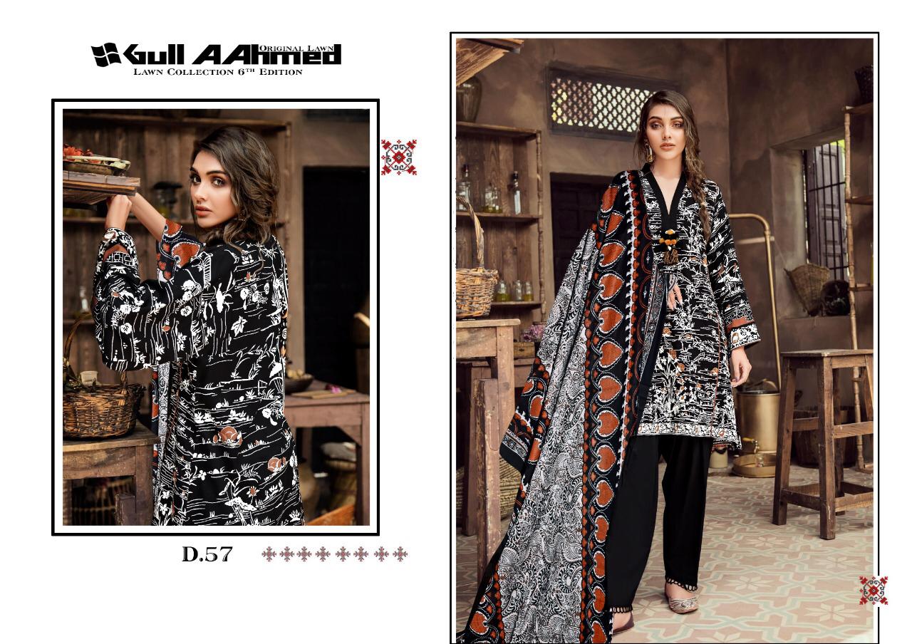 Gul Ahmed Vol 6 Pure Lawn Collection With Mal Mal Dupatta