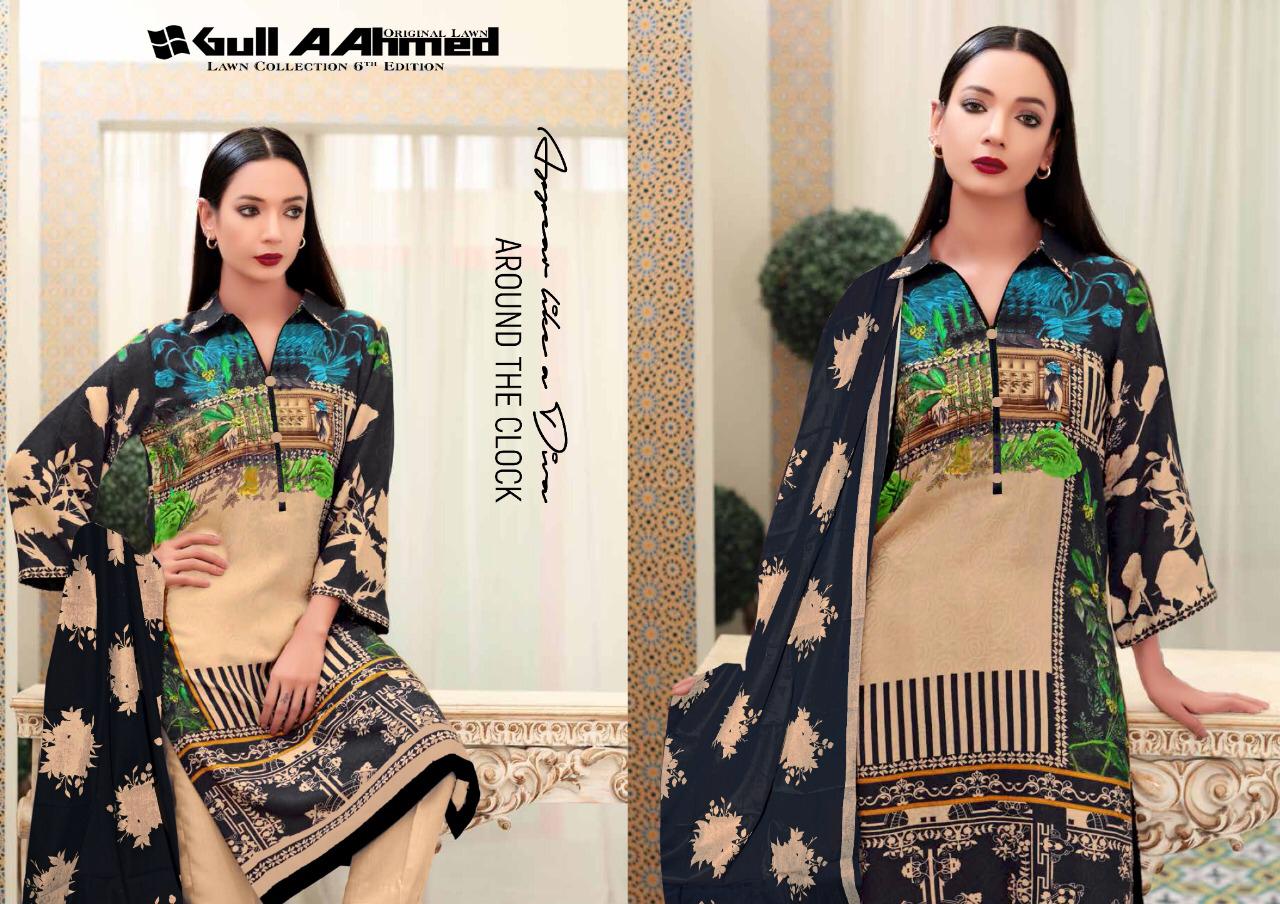 Gul Ahmed Vol 6 Pure Lawn Collection With Mal Mal Dupatta