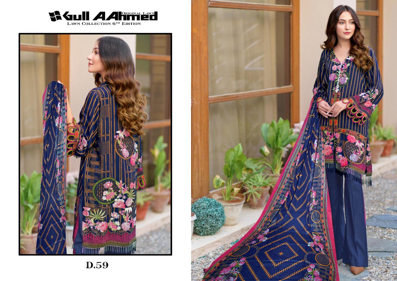 Gul Ahmed Vol 6 Pure Lawn Collection With Mal Mal Dupatta