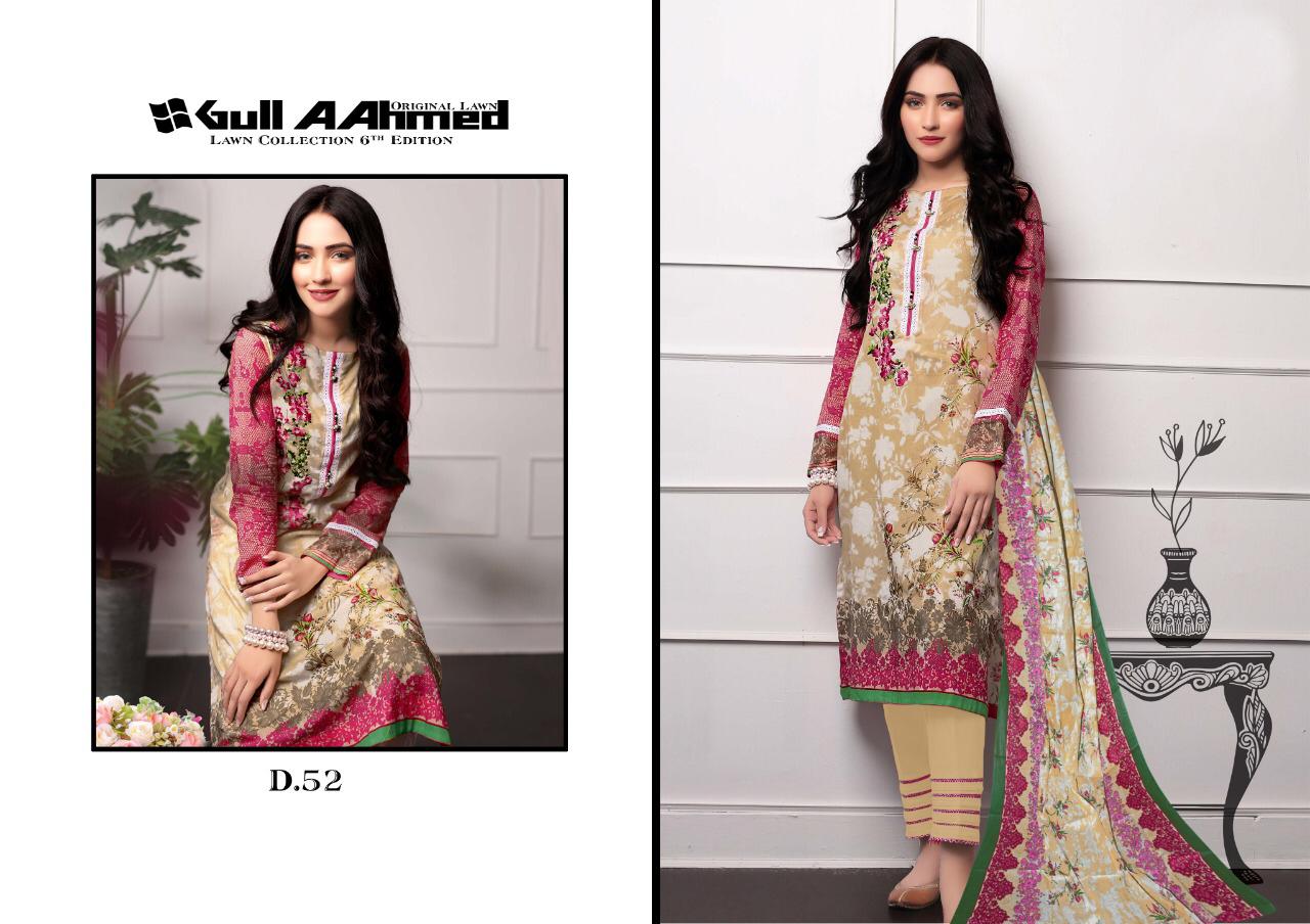Gul Ahmed Vol 6 Pure Lawn Collection With Mal Mal Dupatta