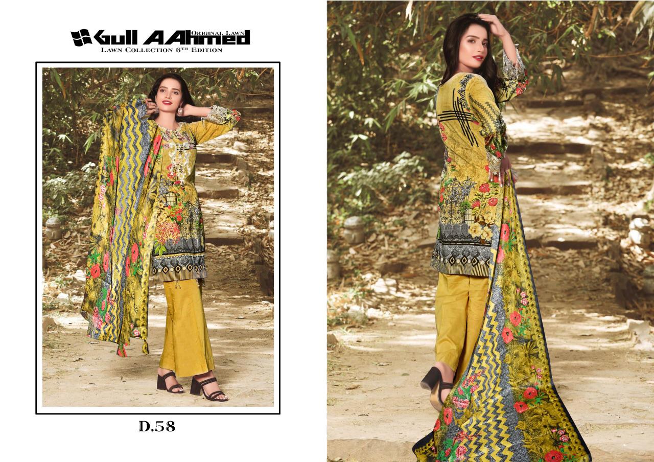 Gul Ahmed Vol 6 Pure Lawn Collection With Mal Mal Dupatta