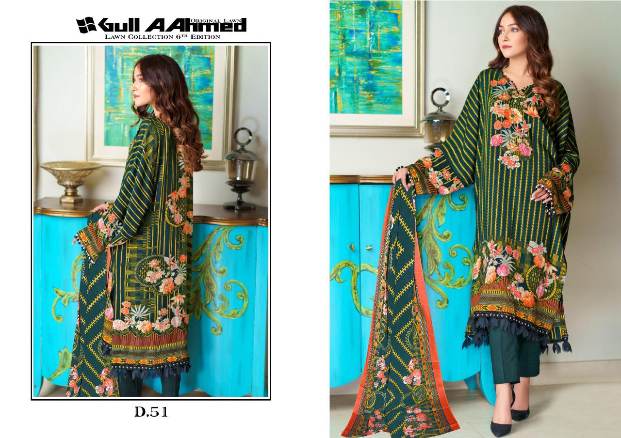Gul Ahmed Vol 6 Pure Lawn Collection With Mal Mal Dupatta