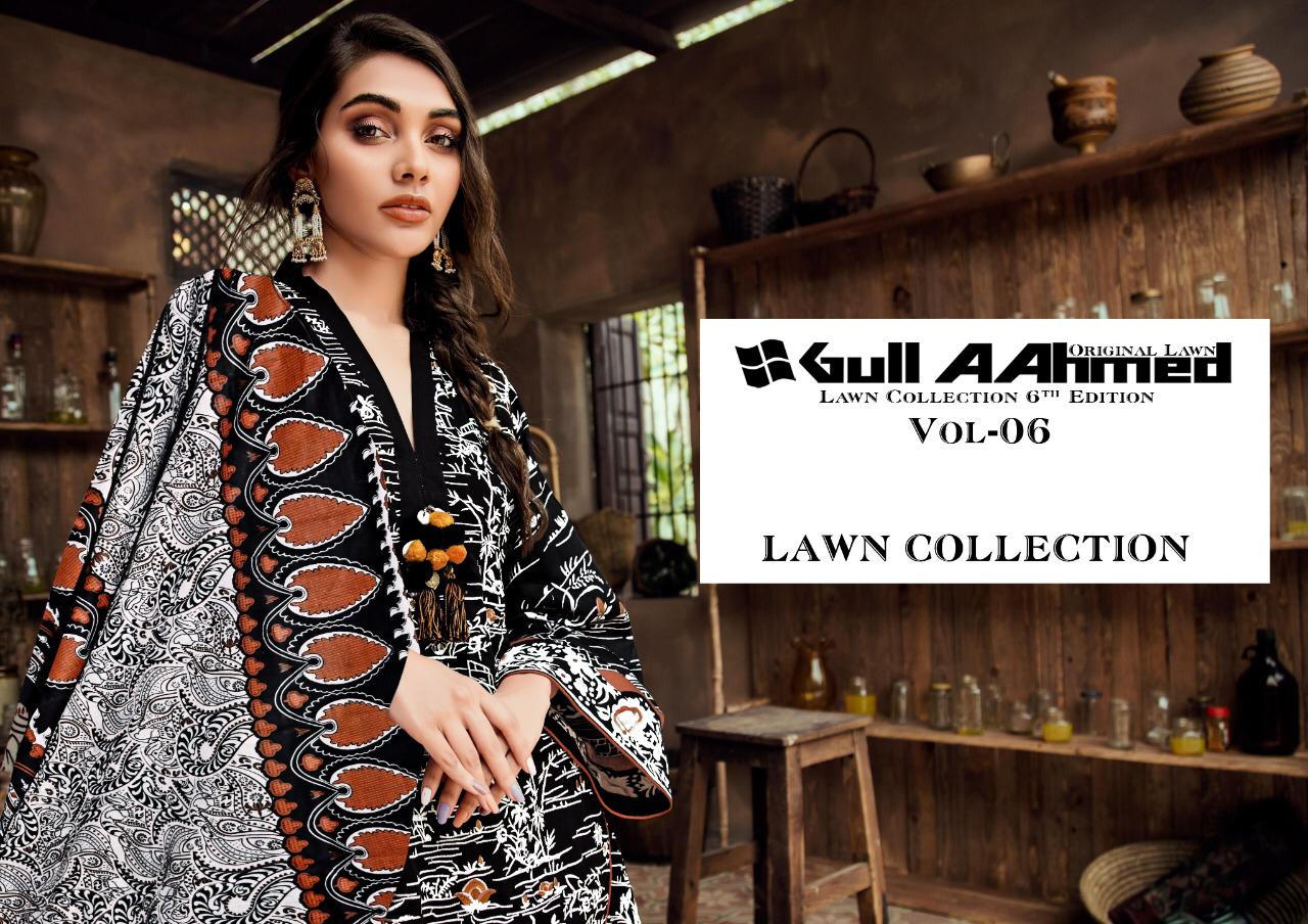 Gul Ahmed Vol 6 Pure Lawn Collection With Mal Mal Dupatta