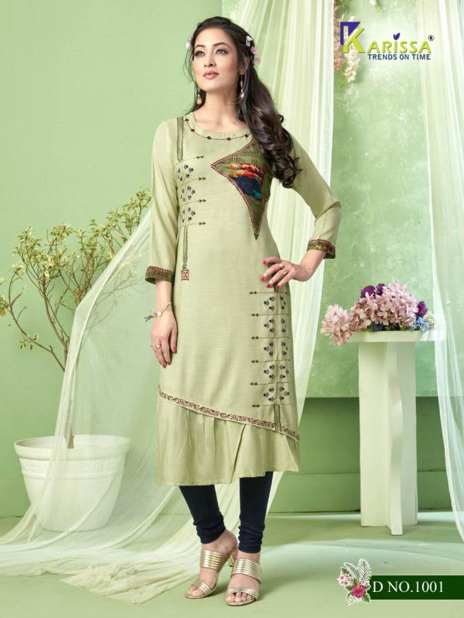 Karissa Presents Rich Girl 4 Collection Of Heavy Rayon Fancy Work With Print Straight-cut Kurtis