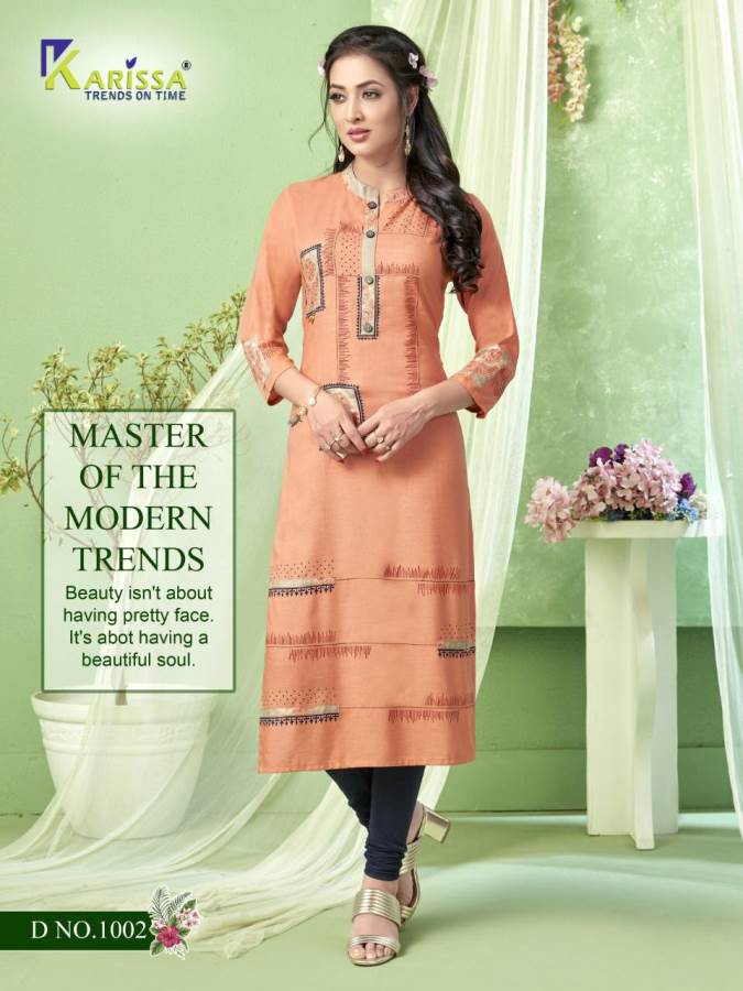 Karissa Presents Rich Girl 4 Collection Of Heavy Rayon Fancy Work With Print Straight-cut Kurtis