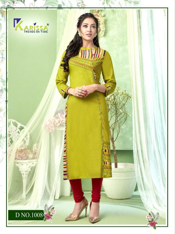 Karissa Presents Rich Girl 4 Collection Of Heavy Rayon Fancy Work With Print Straight-cut Kurtis