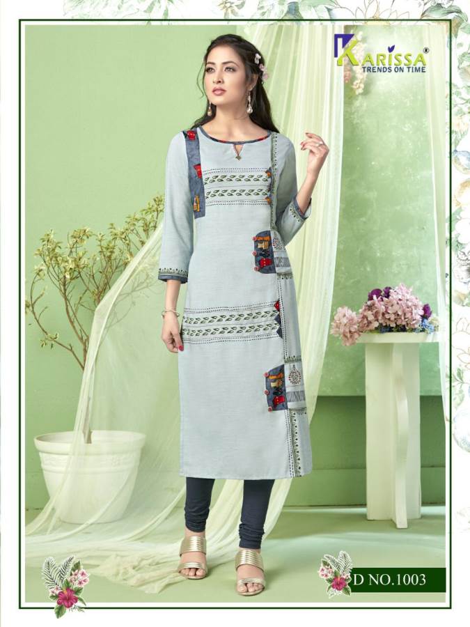 Karissa Presents Rich Girl 4 Collection Of Heavy Rayon Fancy Work With Print Straight-cut Kurtis