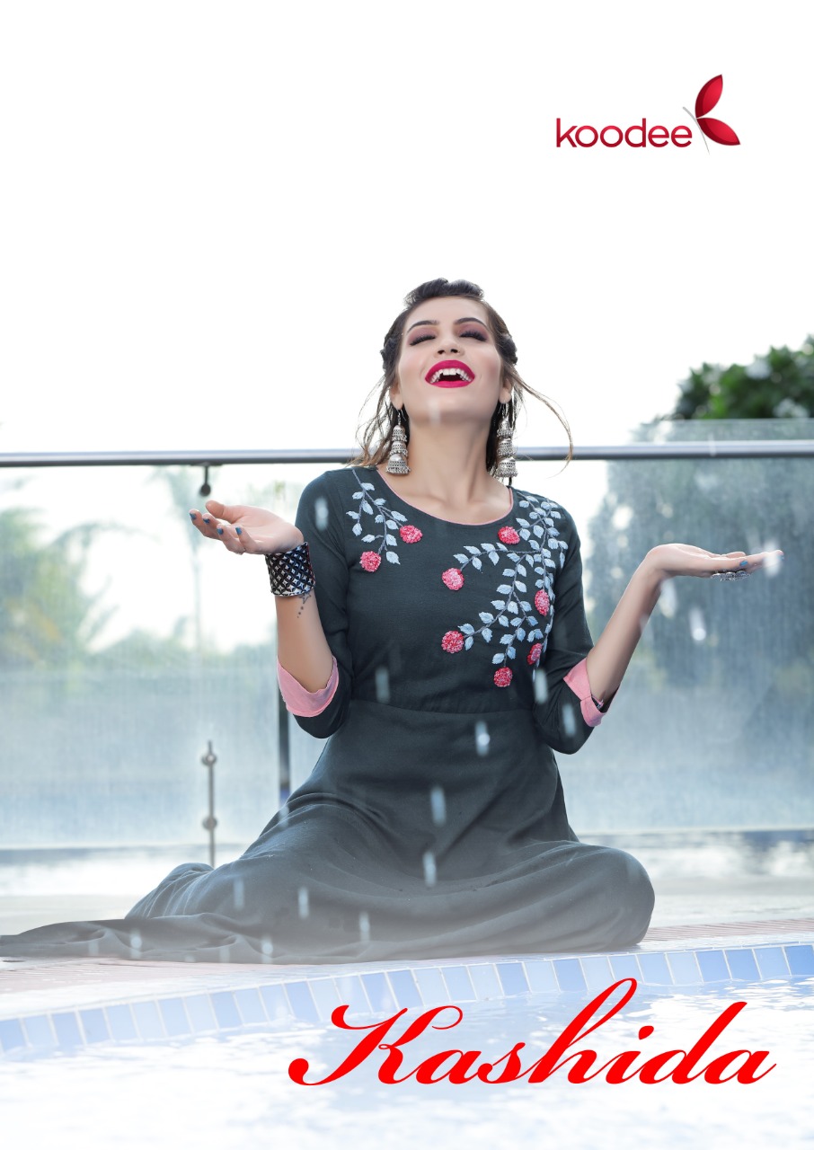 Koodee Present Kashida Long Gown Types Kurtis Catalogue.