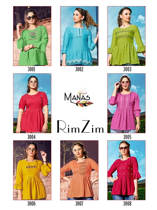 Manas Rimzim Heavy Rayon Stylish Short Top Collection