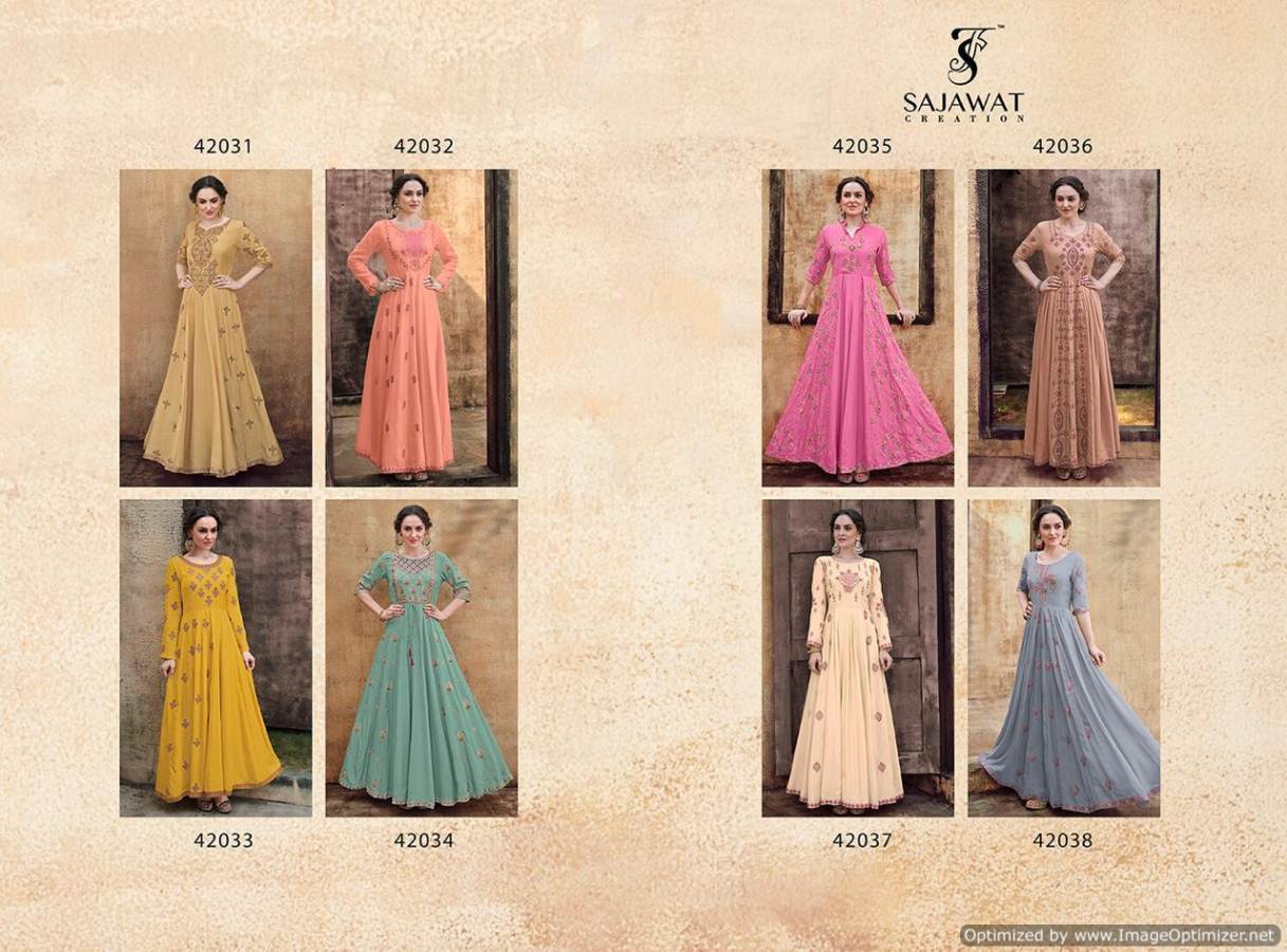 Sajawat Present Rangriti Embroidered Long Gown Collection.