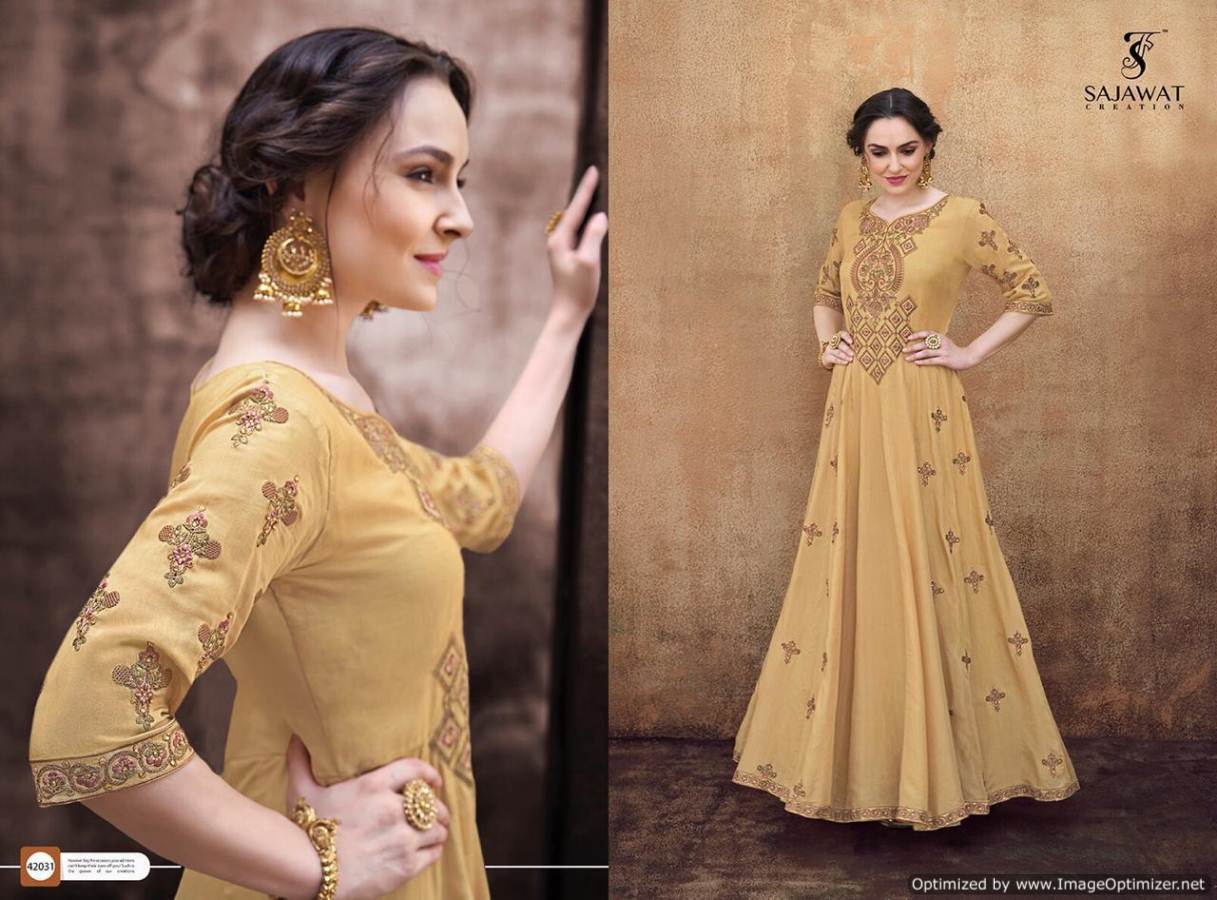 Sajawat Present Rangriti Embroidered Long Gown Collection.