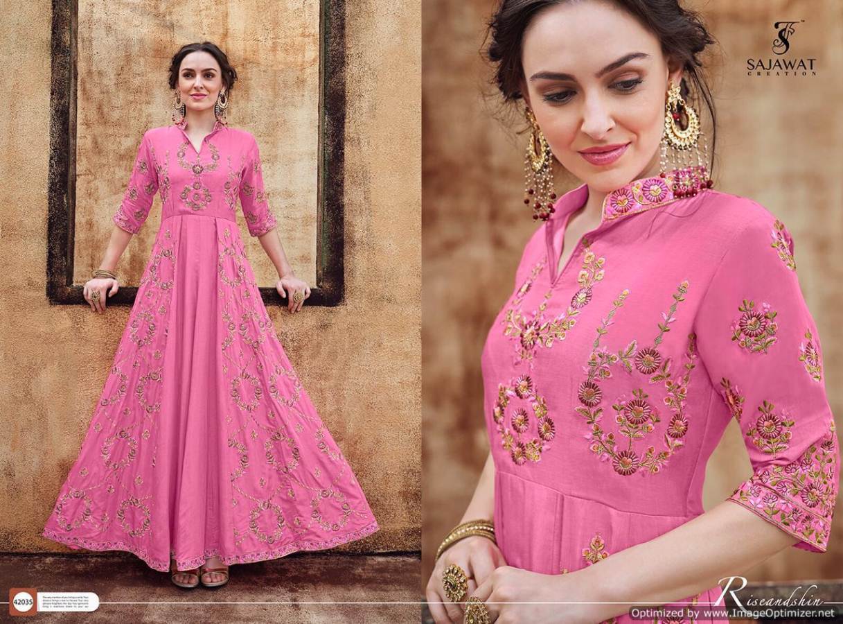 Sajawat Present Rangriti Embroidered Long Gown Collection.