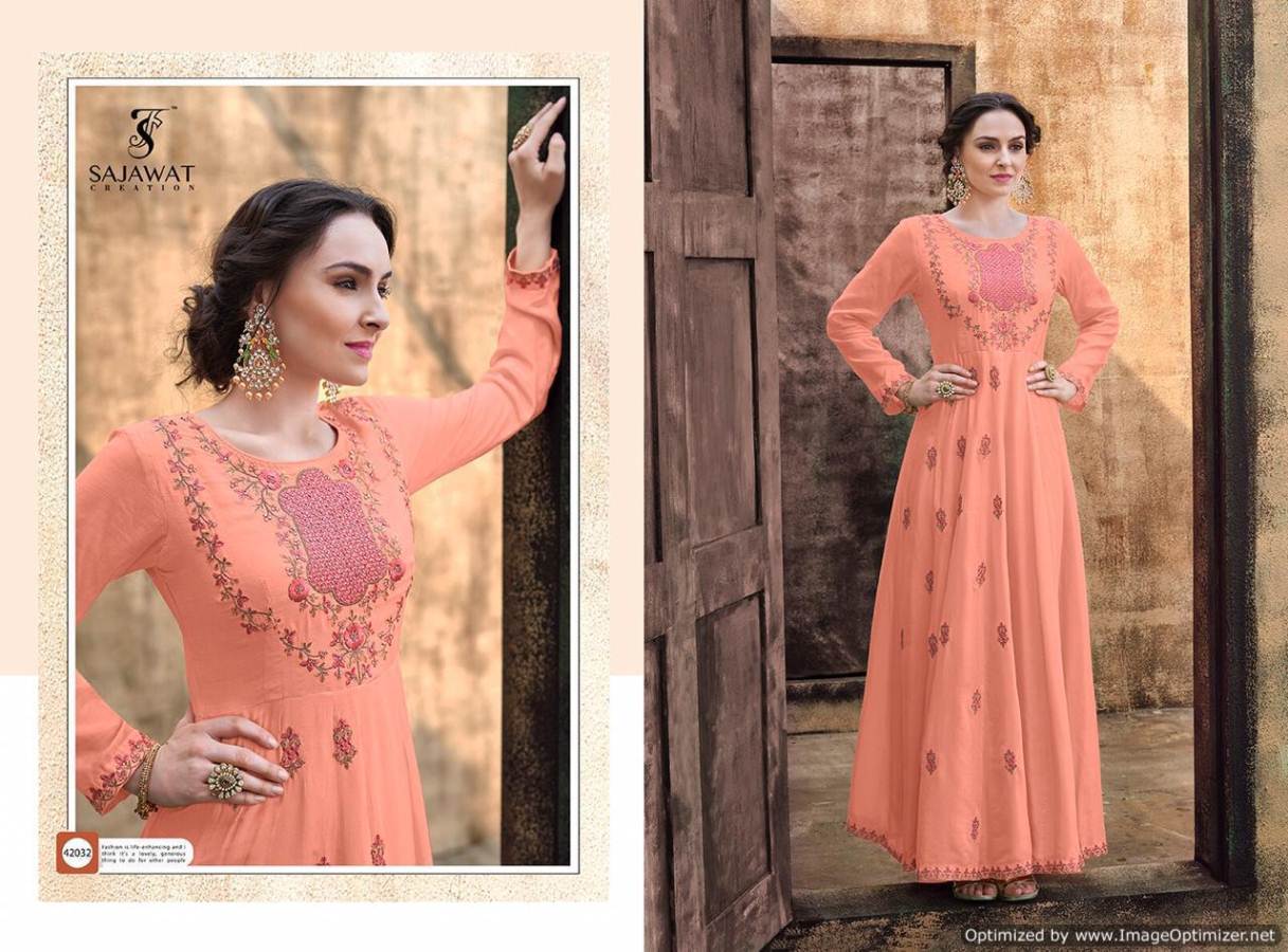 Sajawat Present Rangriti Embroidered Long Gown Collection.