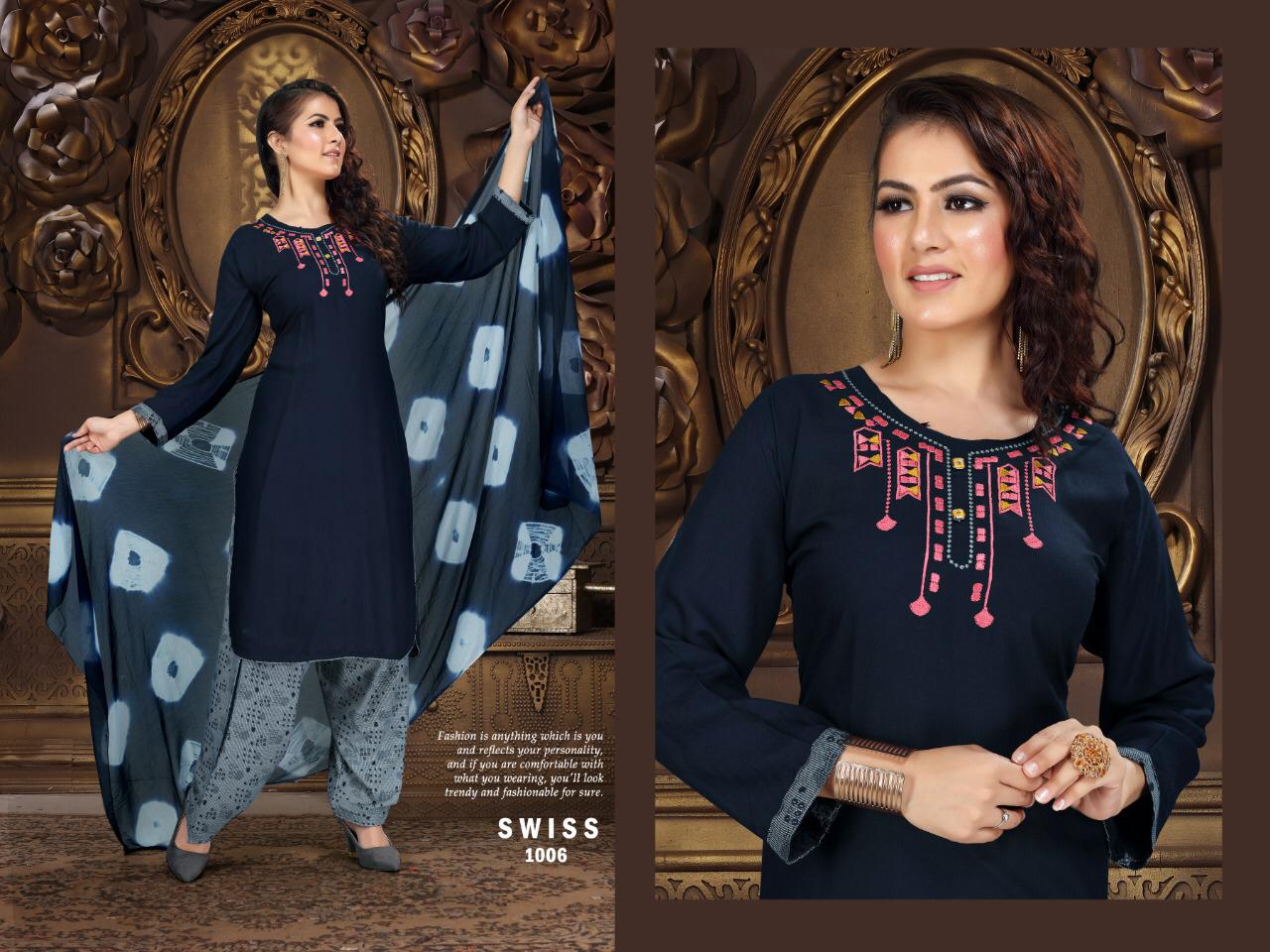 Swiss Kurti With  Patiyala  Ready Made Collection