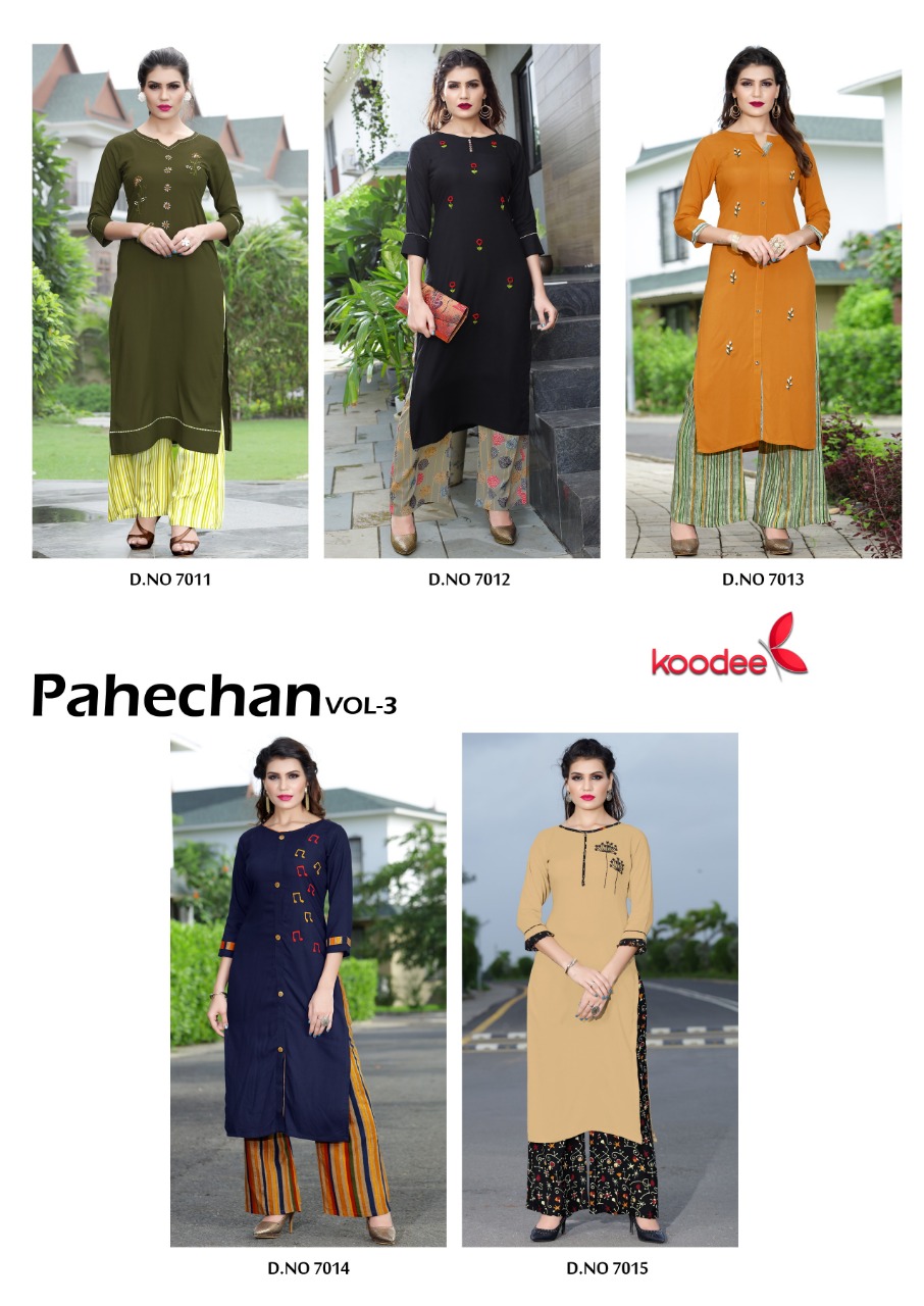 Koodee  Present   Pahechan Vol 3 Kurti With Printed Plazzo Collection