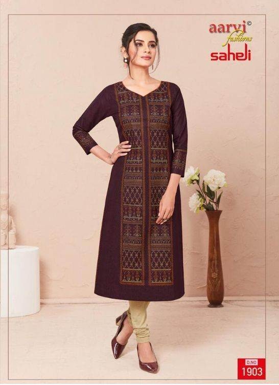 Aarvi Fashions Presents Saheli 9 Nx Cotton Printed Straight-cut Casual Kurtis