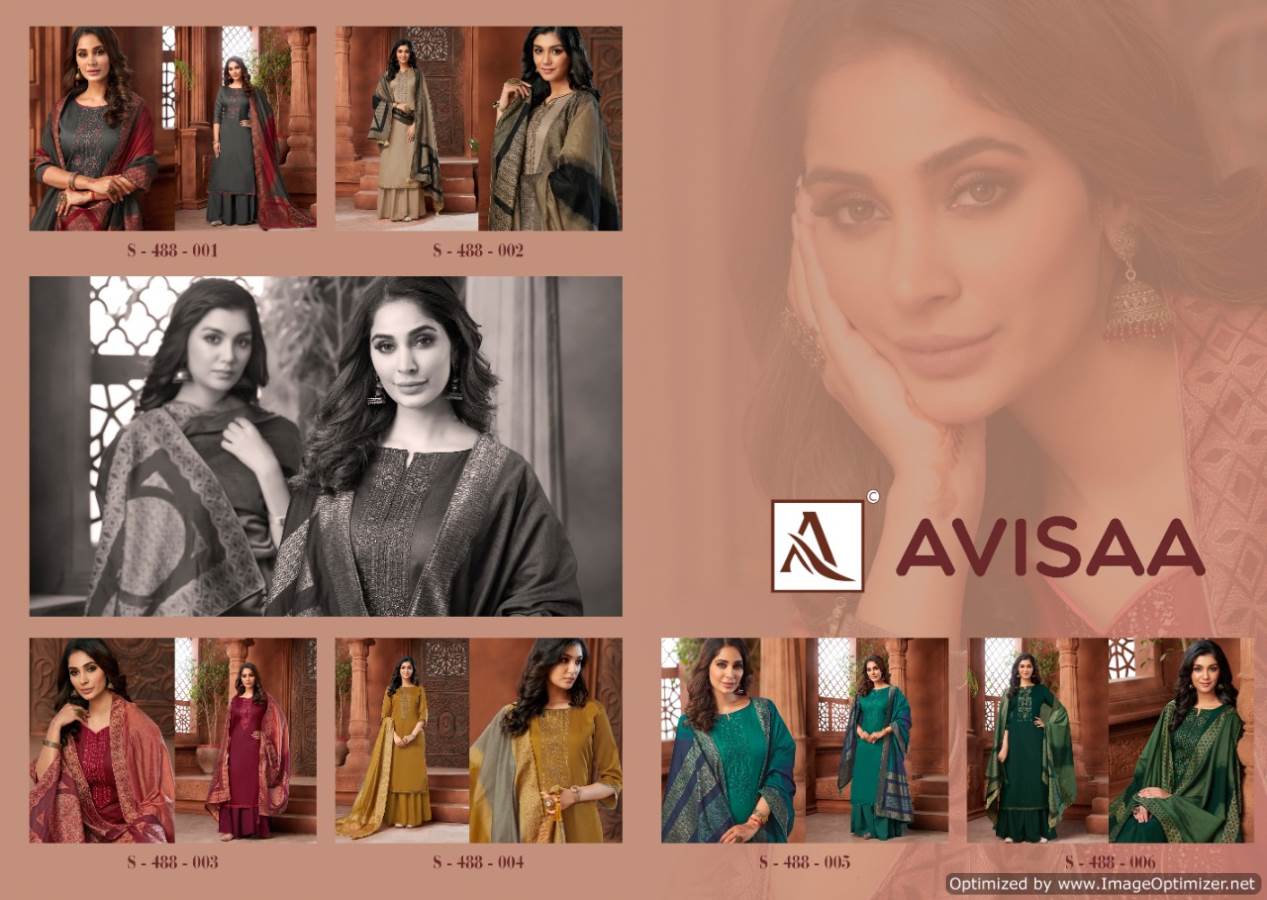 Alok Presents Avisaa Collection Of Fancy Embroidered Jam Cotton Designer Dress Materials