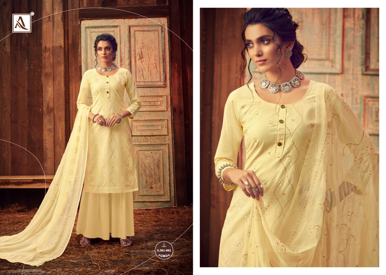 Alok Presents Bloom Gold 2 Collection Of Pure Lawn Cotton Block Print Designer Dress Materials