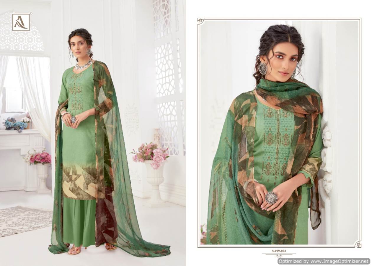Alok Presents Gurleen Collection Of Self Embroidered And Digital Printed Cotton Dress Materials