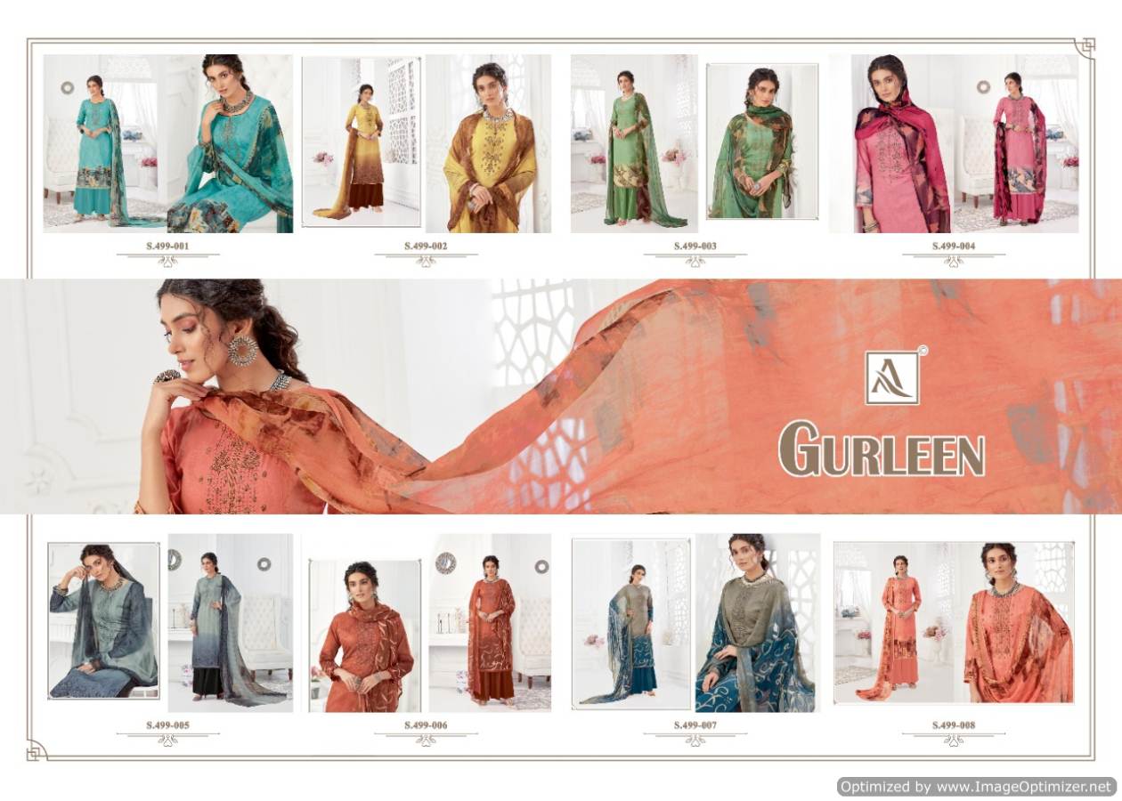Alok Presents Gurleen Collection Of Self Embroidered And Digital Printed Cotton Dress Materials