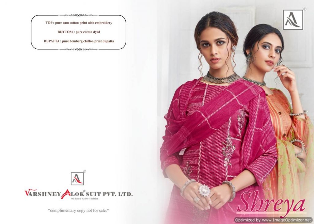 Alok Presents Shreya Collection Of Printed & Embroidered Jam Cotton Dress Materials