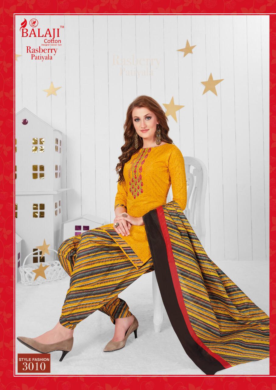 Balaji Presents Rasberry Patiyala 3 Collection Of Ready-made Cotton Patiyala Dresses