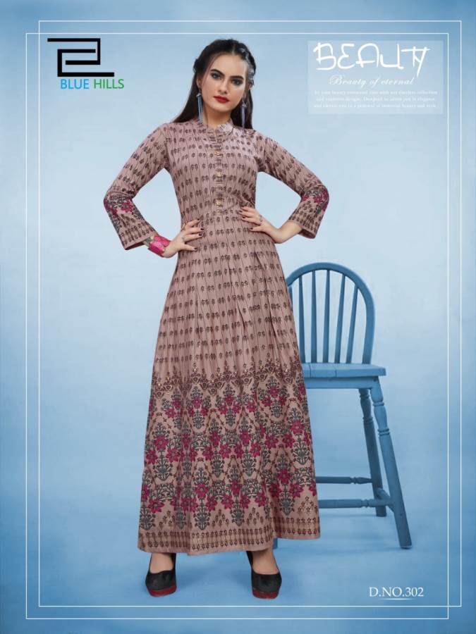 Blue Hills Presents Bournvilla 3 Collection Of Rayon Dramatic Printed Long Round Kurtis