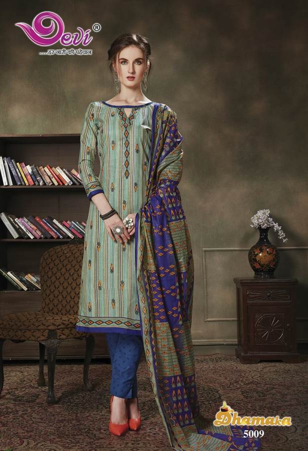 Devi Presents Dhamaka 5 Collection Of Fancy Printed Cotton Dress Materials
