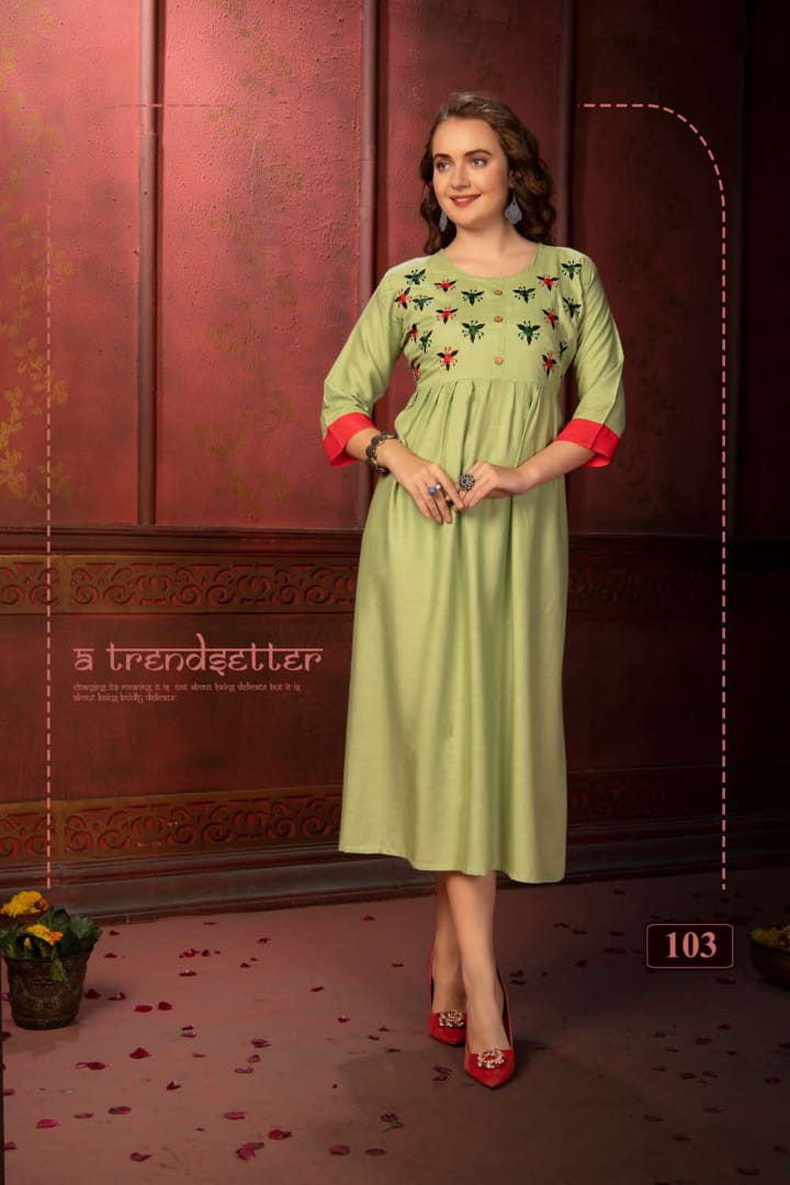 Fashion Talk Presents Panoli Collection Of Rayon Self Embroidered Long Kurtis