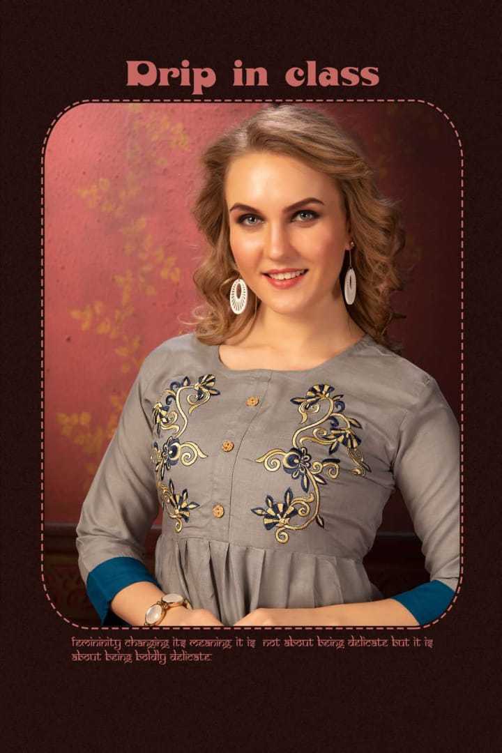 Fashion Talk Presents Panoli Collection Of Rayon Self Embroidered Long Kurtis