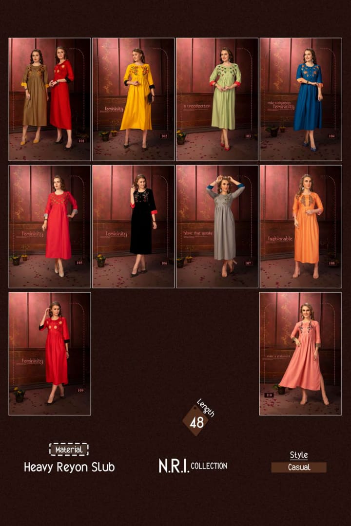 Fashion Talk Presents Panoli Collection Of Rayon Self Embroidered Long Kurtis