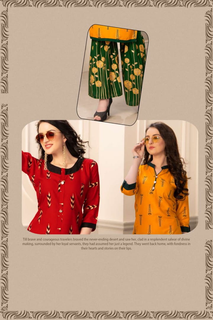 Fashion Talks Presents Plazo Queen Collection Of Printed Kurtis With Sharara