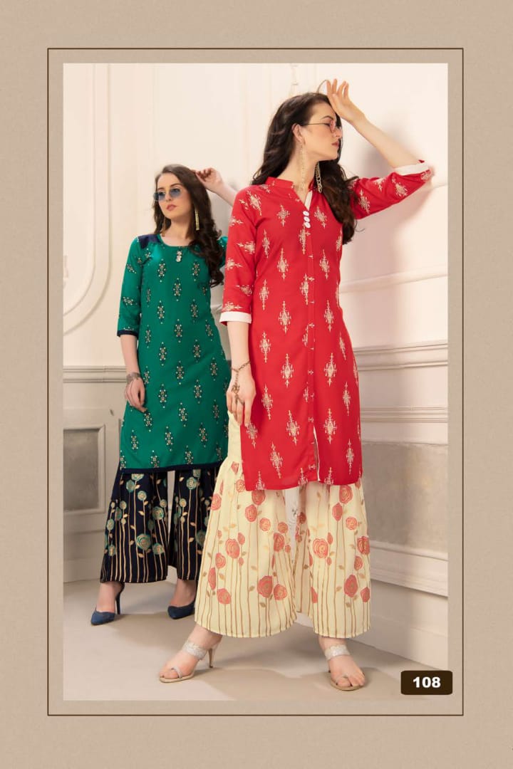 Fashion Talks Presents Plazo Queen Collection Of Printed Kurtis With Sharara