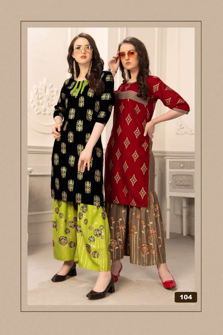Fashion Talks Presents Plazo Queen Collection Of Printed Kurtis With Sharara
