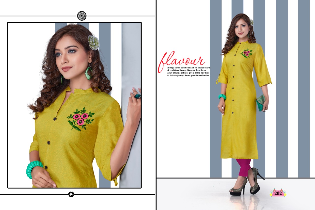 Fc Aura Collection Of Rayon Embroidered Casual Kurtis