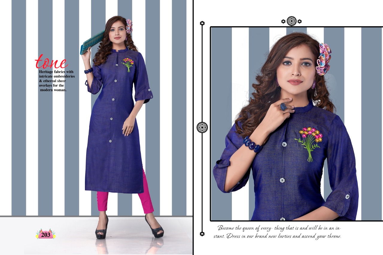 Fc Aura Collection Of Rayon Embroidered Casual Kurtis
