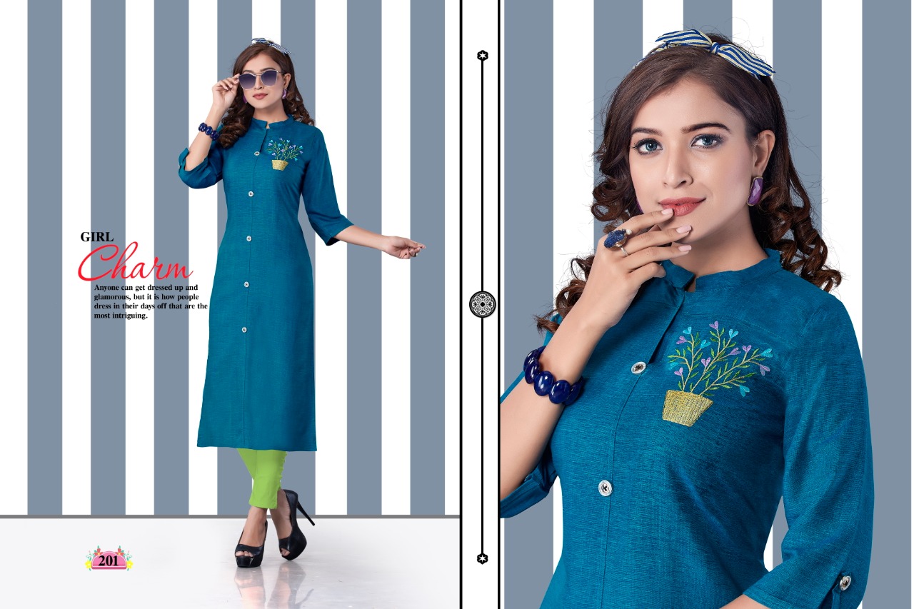 Fc Aura Collection Of Rayon Embroidered Casual Kurtis