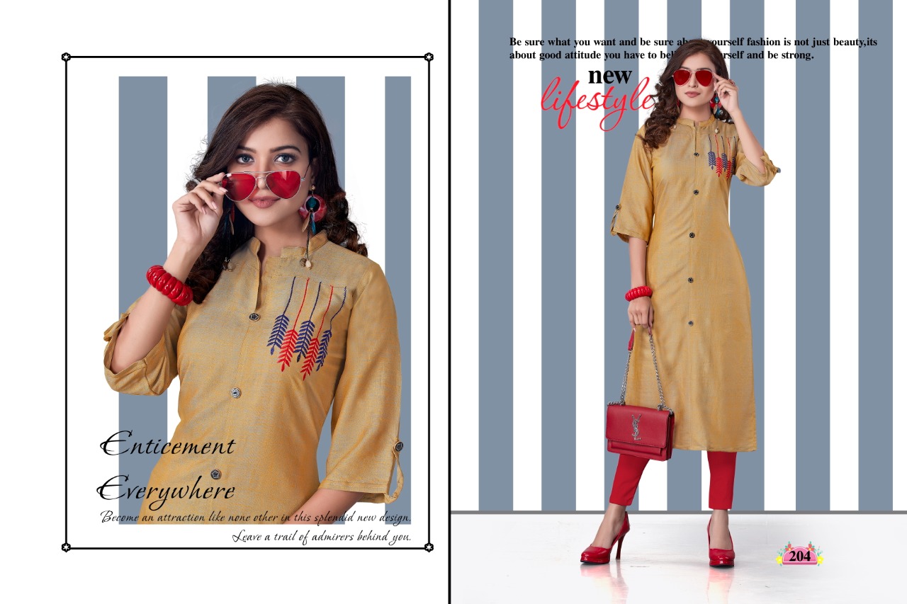Fc Aura Collection Of Rayon Embroidered Casual Kurtis