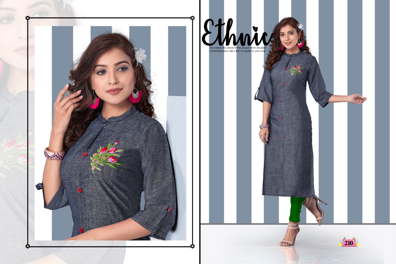 Fc Aura Collection Of Rayon Embroidered Casual Kurtis