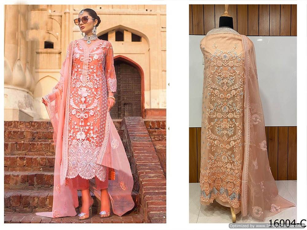 Fc Hoortex 16004 Colours Collection Of Soft Net Heavy Embroidered Suit
