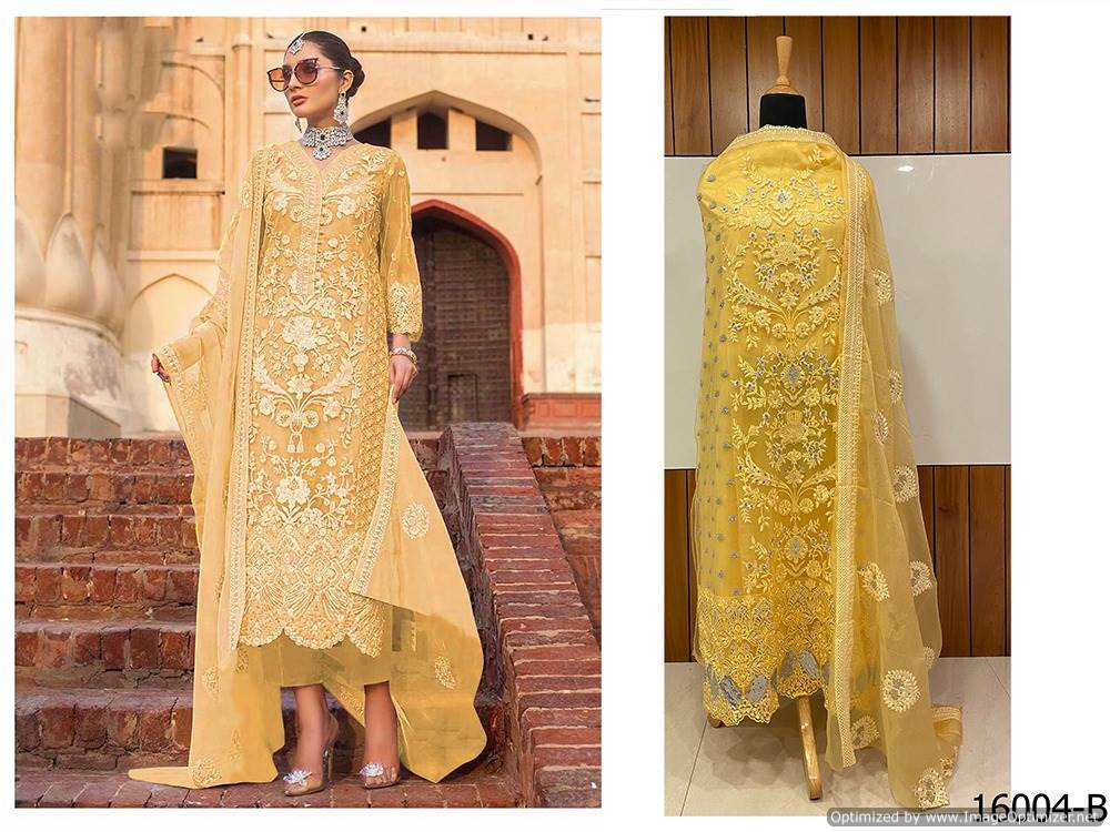 Fc Hoortex 16004 Colours Collection Of Soft Net Heavy Embroidered Suit