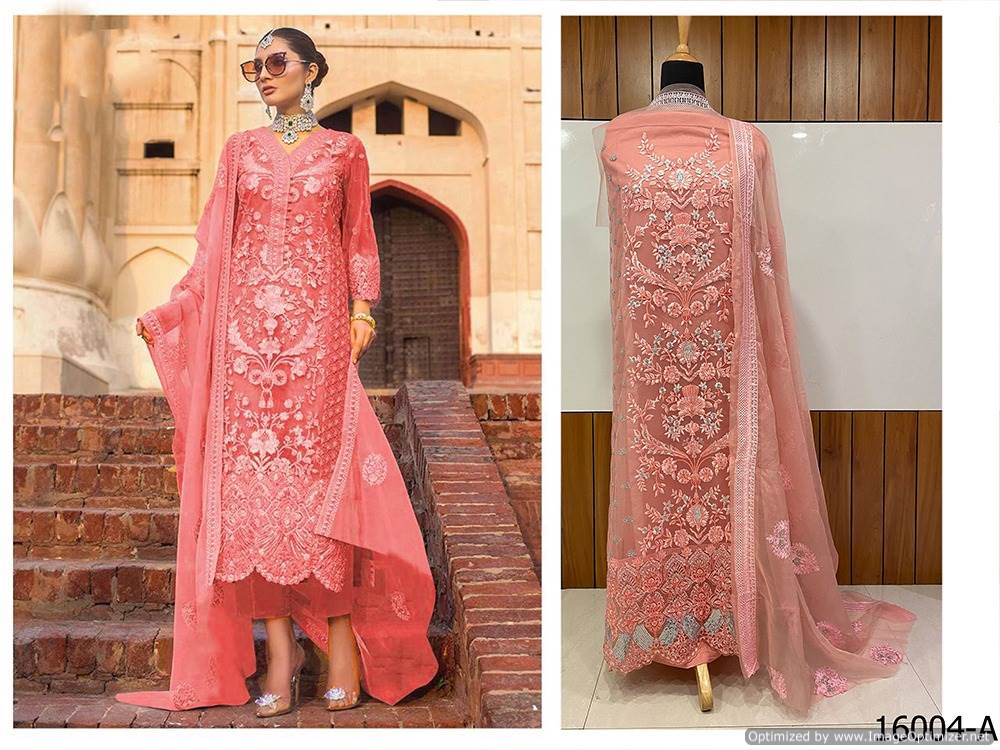 Fc Hoortex 16004 Colours Collection Of Soft Net Heavy Embroidered Suit