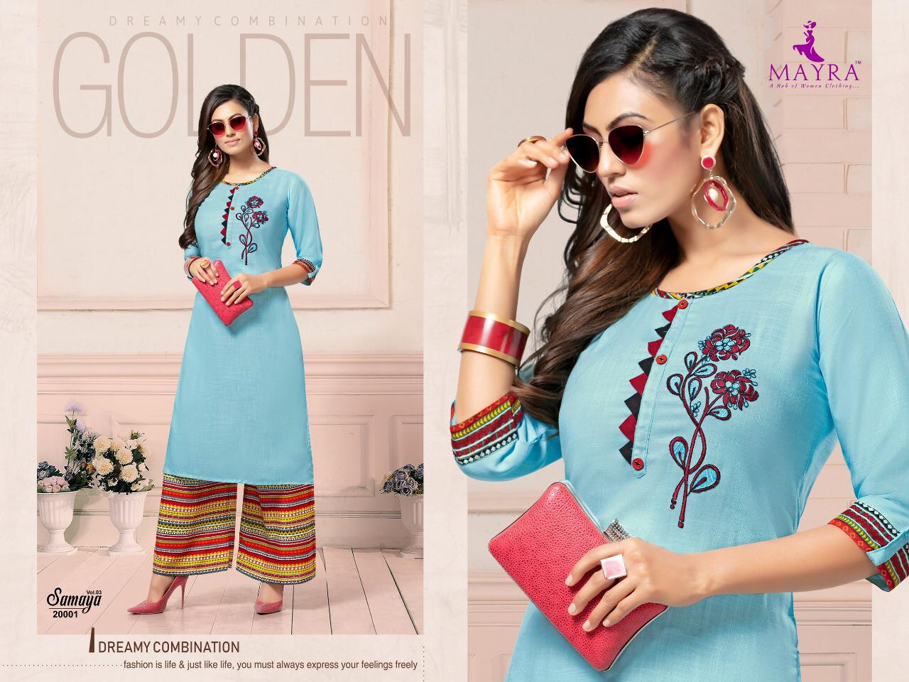 Fc Mayra Presents Samaya Collection Of Rayon Embroidered Designer Kurti With Palazzo
