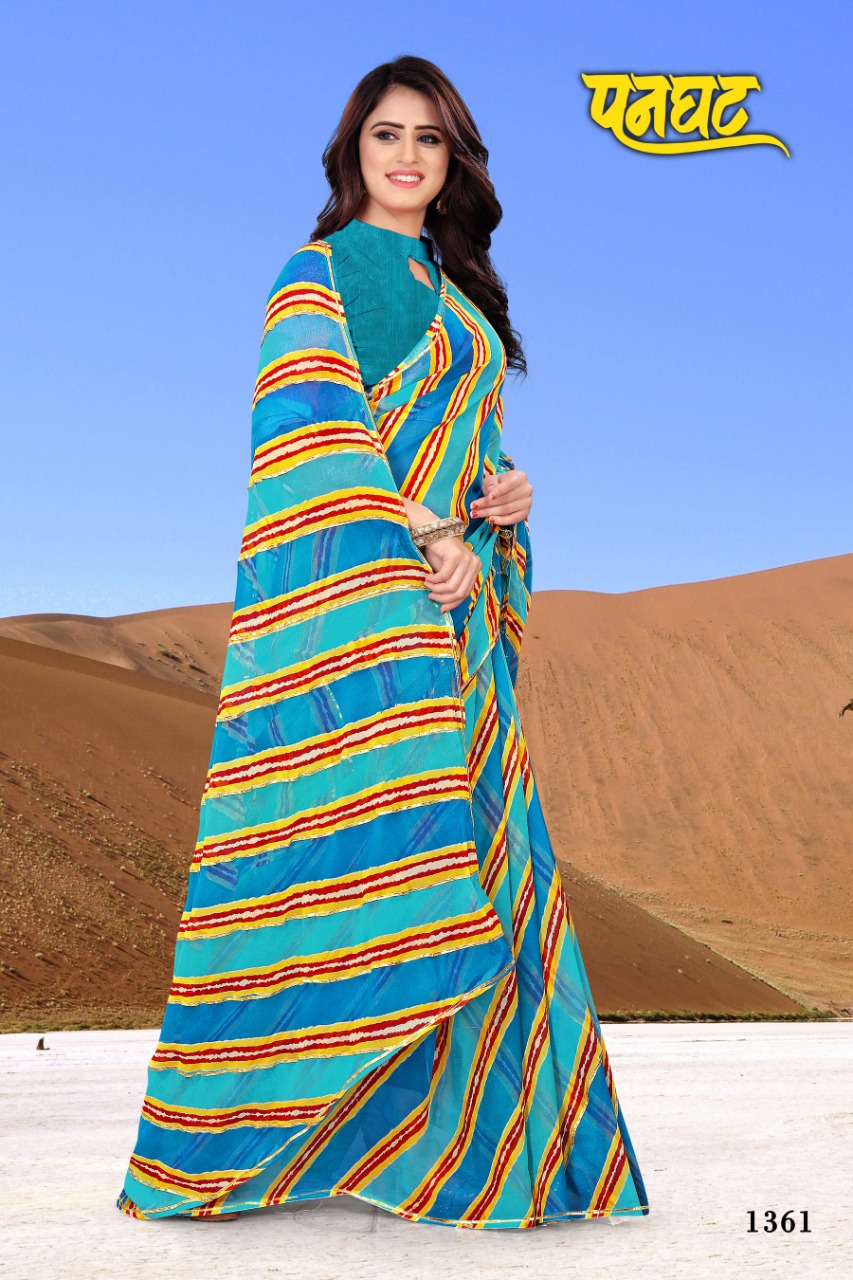 Fc Presents Panghat Collection Of Georgette Leheriya Print Sarees