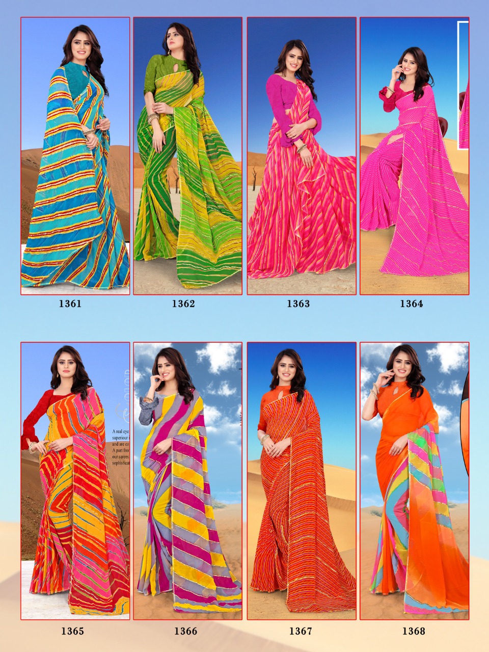 Fc Presents Panghat Collection Of Georgette Leheriya Print Sarees
