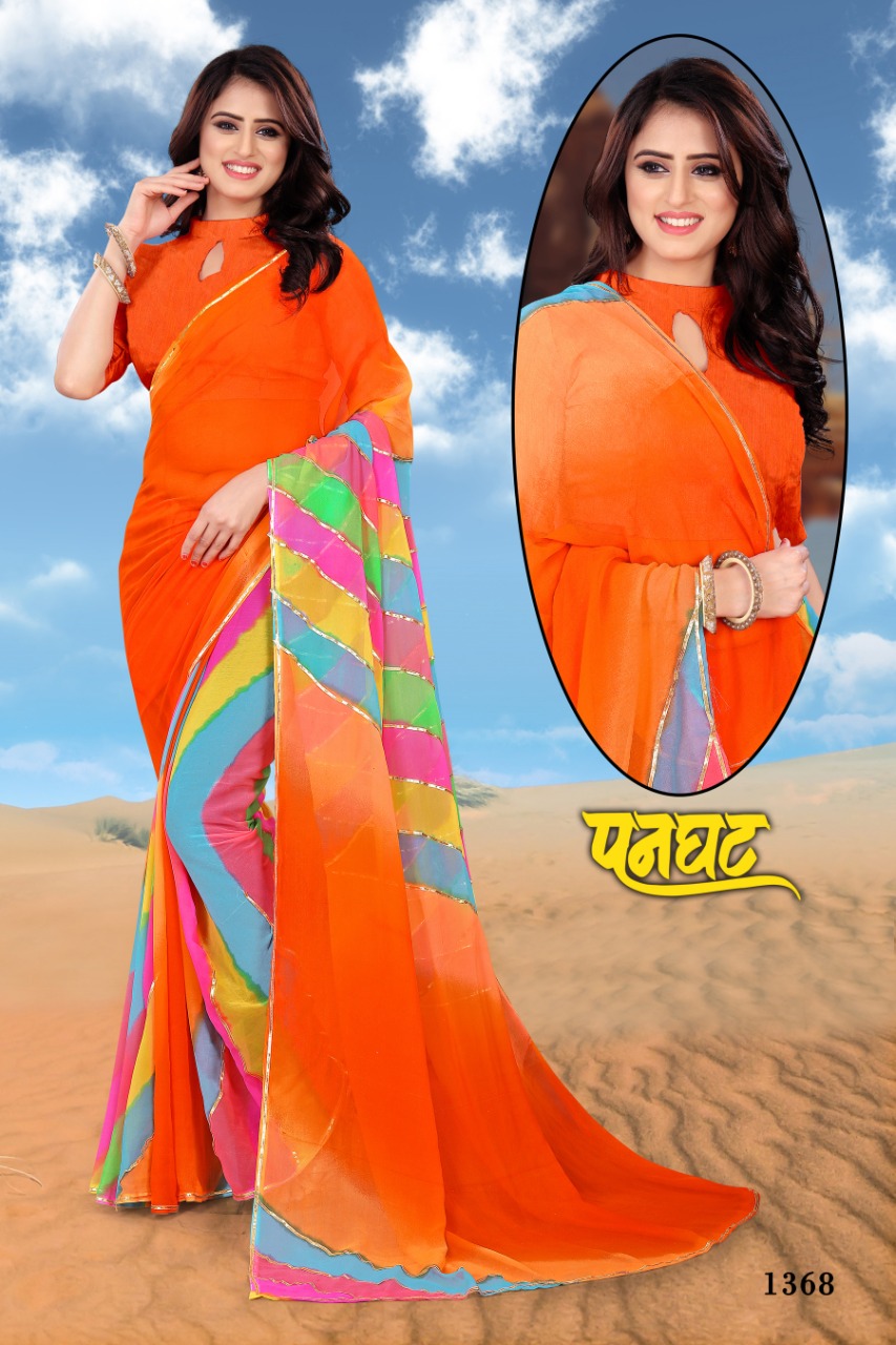 Fc Presents Panghat Collection Of Georgette Leheriya Print Sarees