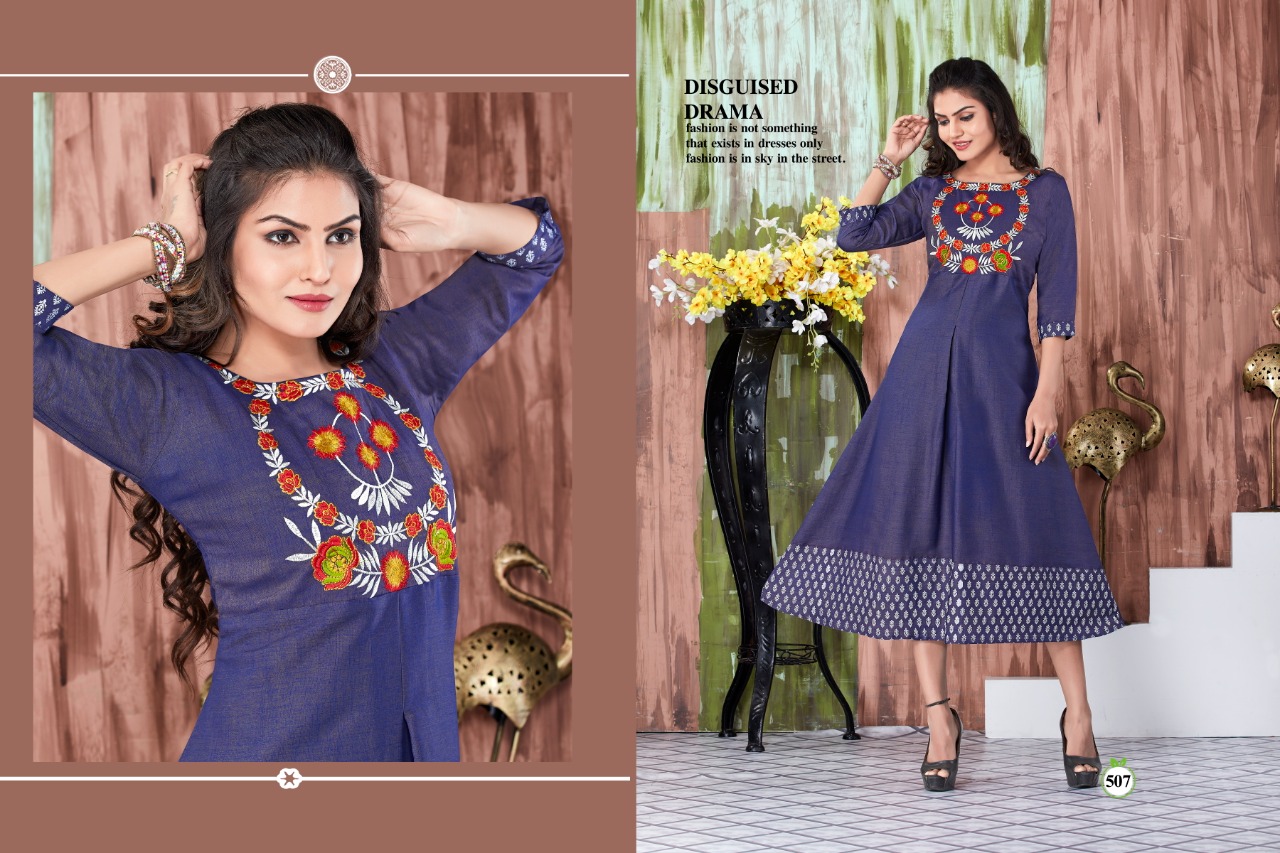 Fc Queen Couture Trendy Lichi Collection Of Fancy Embroidered Designer Kurtis