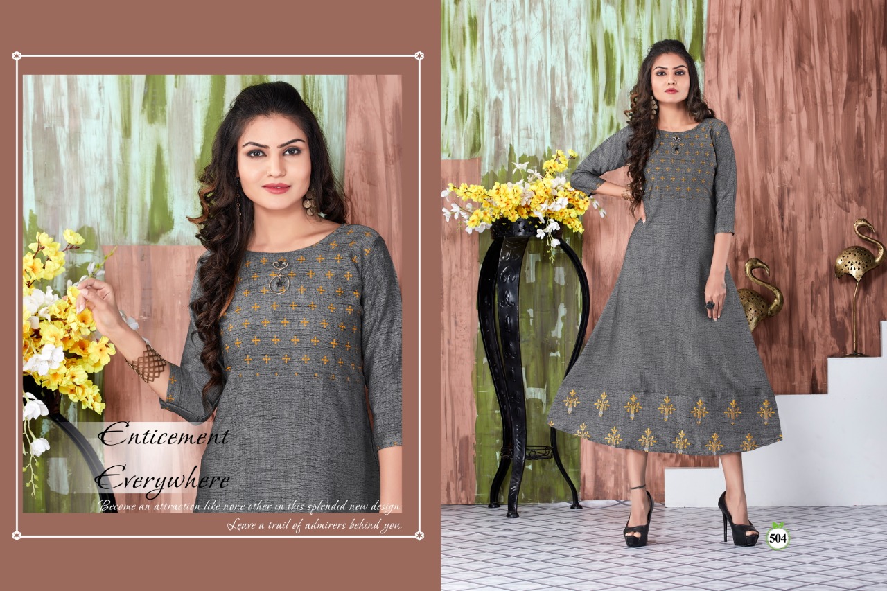 Fc Queen Couture Trendy Lichi Collection Of Fancy Embroidered Designer Kurtis