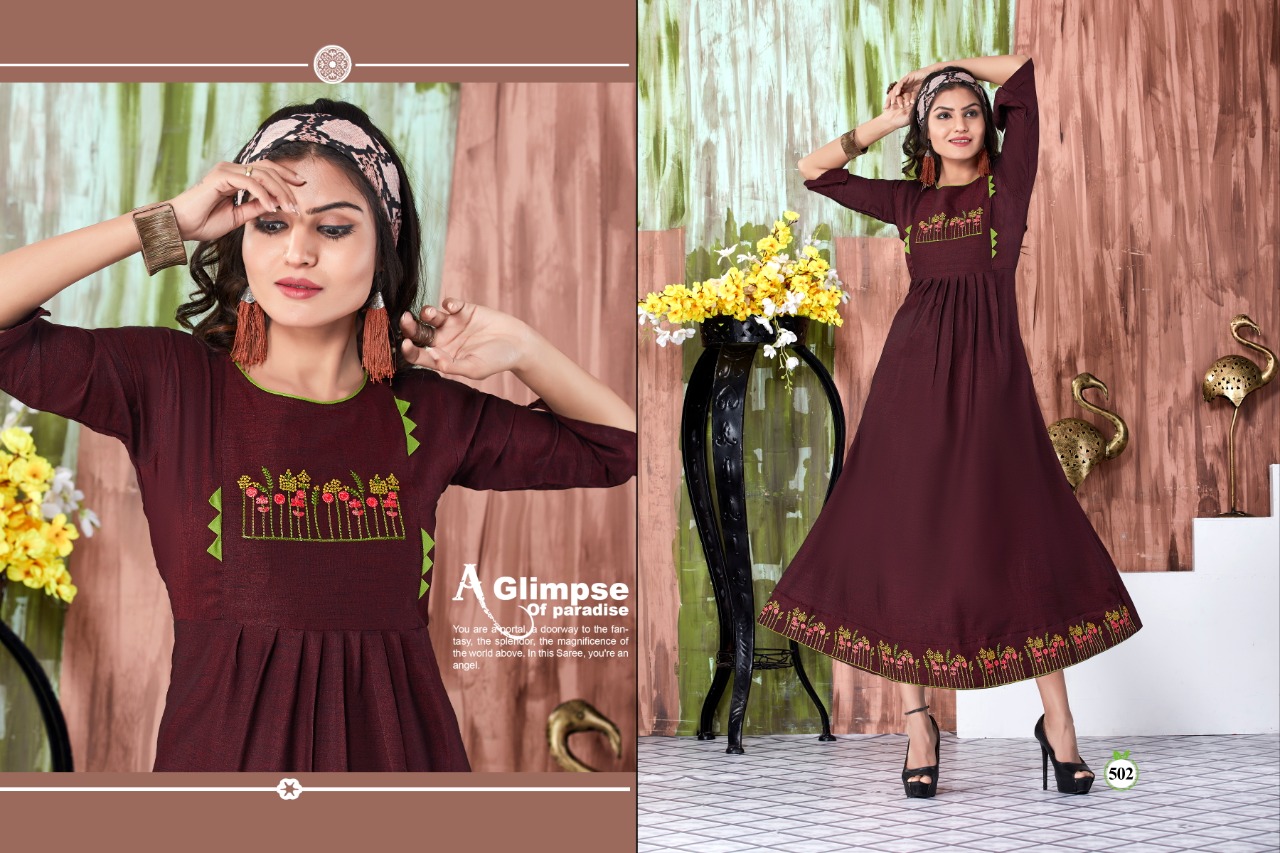 Fc Queen Couture Trendy Lichi Collection Of Fancy Embroidered Designer Kurtis