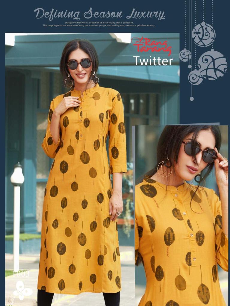 Fc Twitter Printed Slub Rayon Modern Kurtis